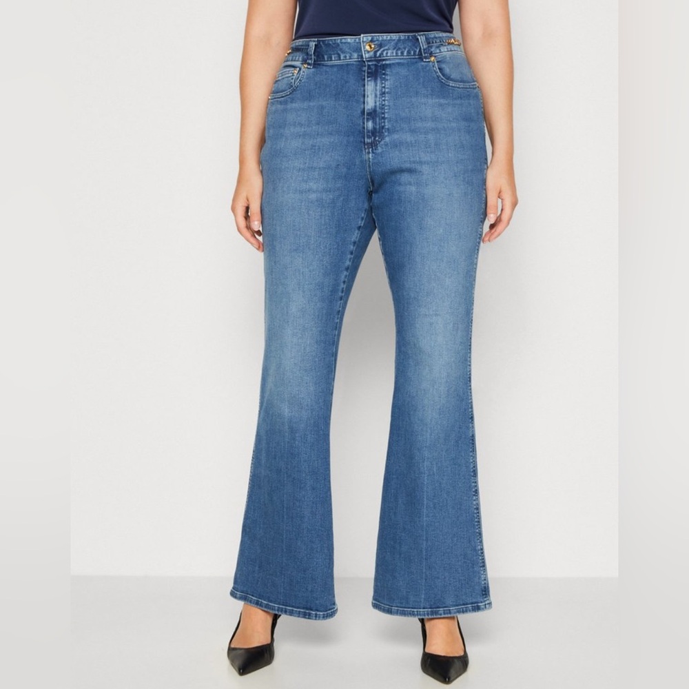 Michael Kors Blue Flare Wide Leg Jeans